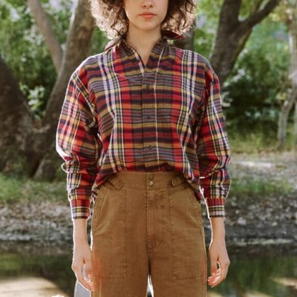 New The Great | Cottage Shirt In Bluegrass Plaid - Picture 2 of 10